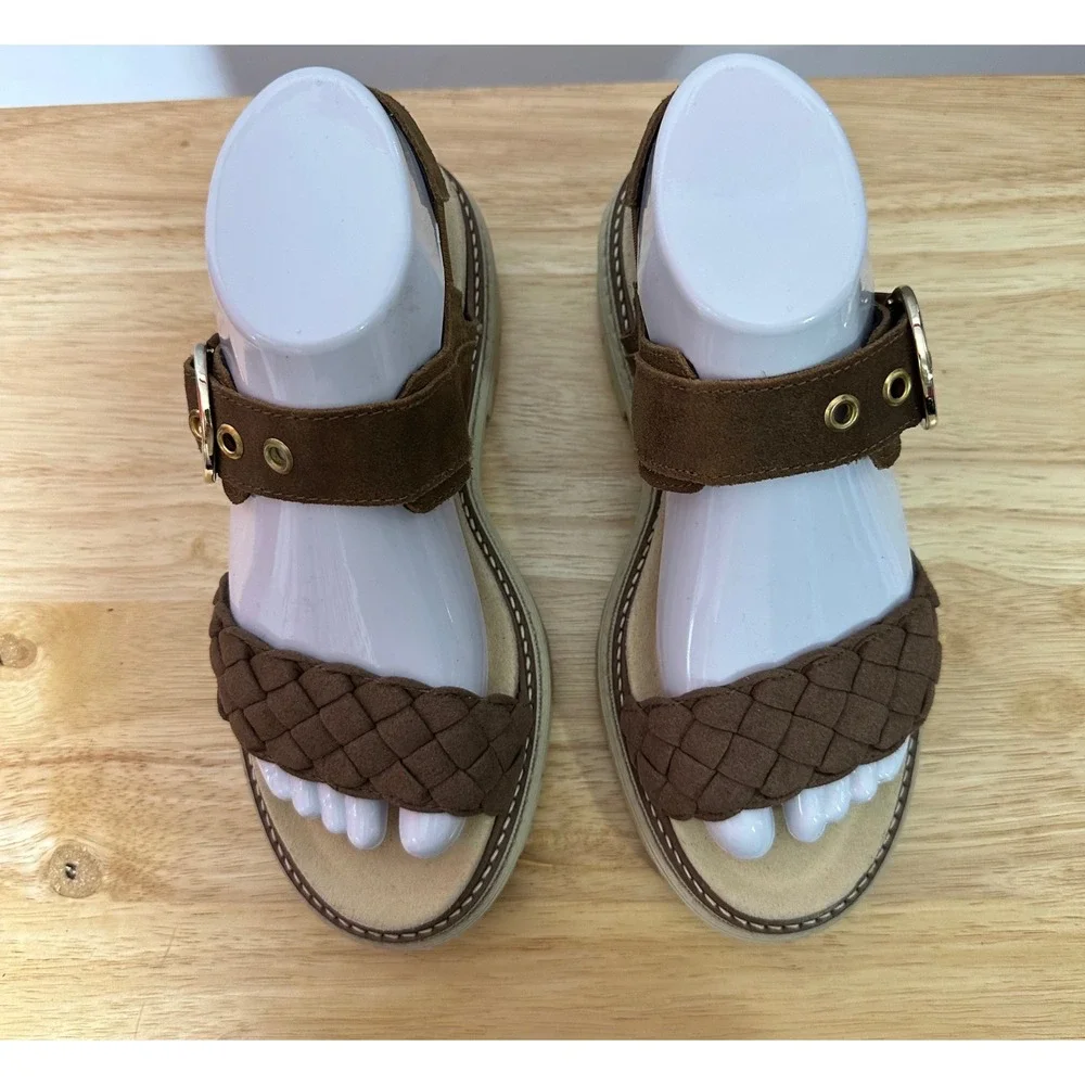Naot Womens Grove Sandals US 6 Suede Platform Comfort Lug Sole Buckle Brown